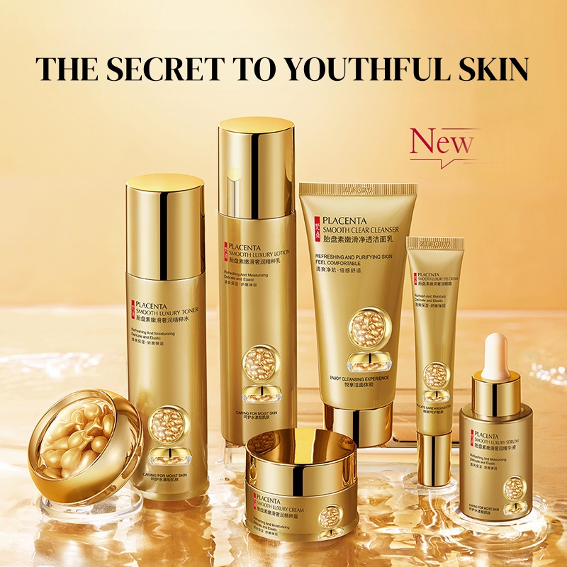 Luxury Skincare Kit - Plasenta Cilt Bakım Seti, Yedi Parçalı,