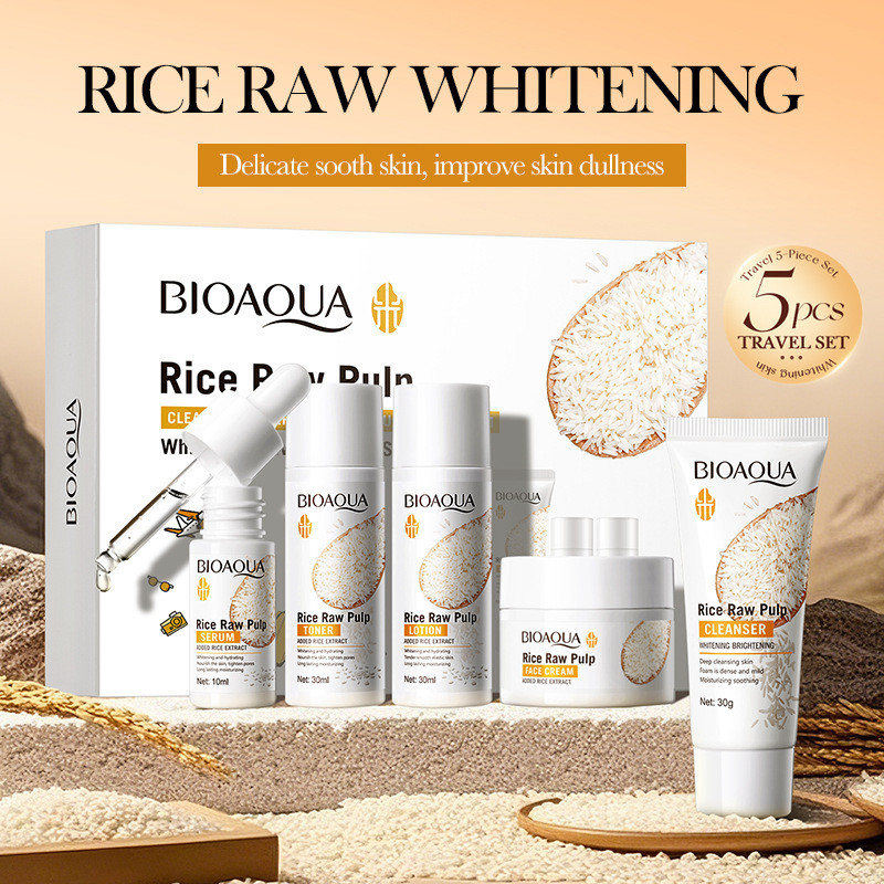 Luxury Skincare Kit - 5 adet BIOAOUA Pirinç Ham Beyazlatıcı