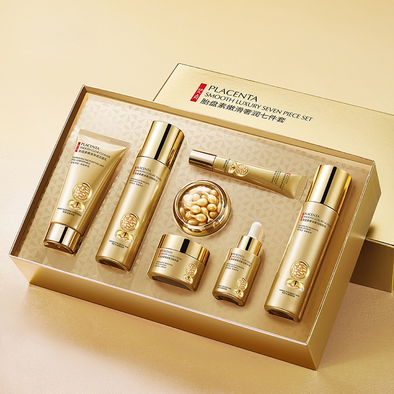 Luxury Skincare Kit - Plasenta Cilt Bakım Seti, Yedi Parçalı,